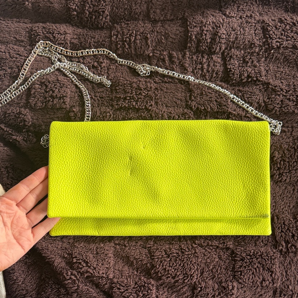 Lime Green Chain Clutch